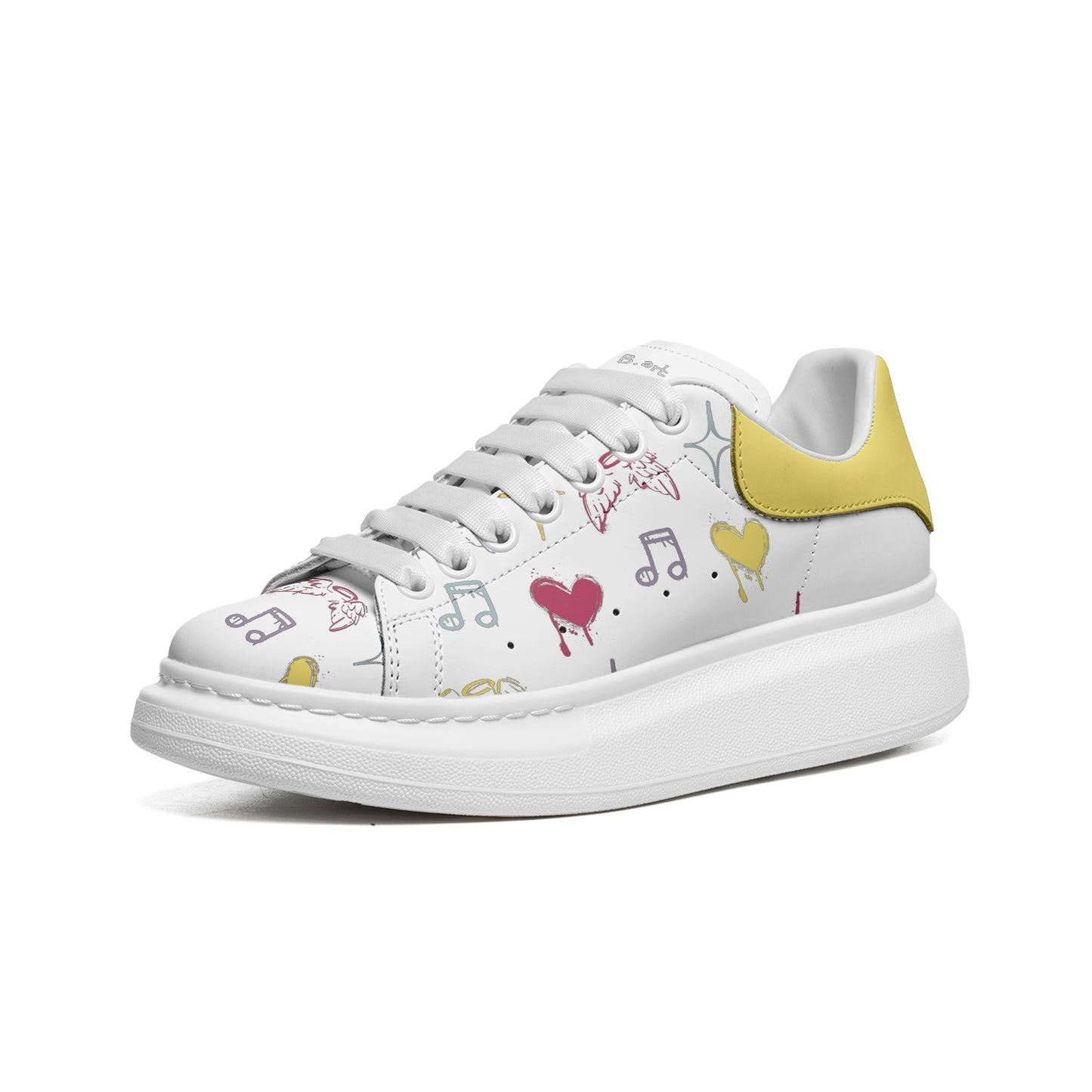 Unisex Non Slip Lace Up Faux Leather Sneakers