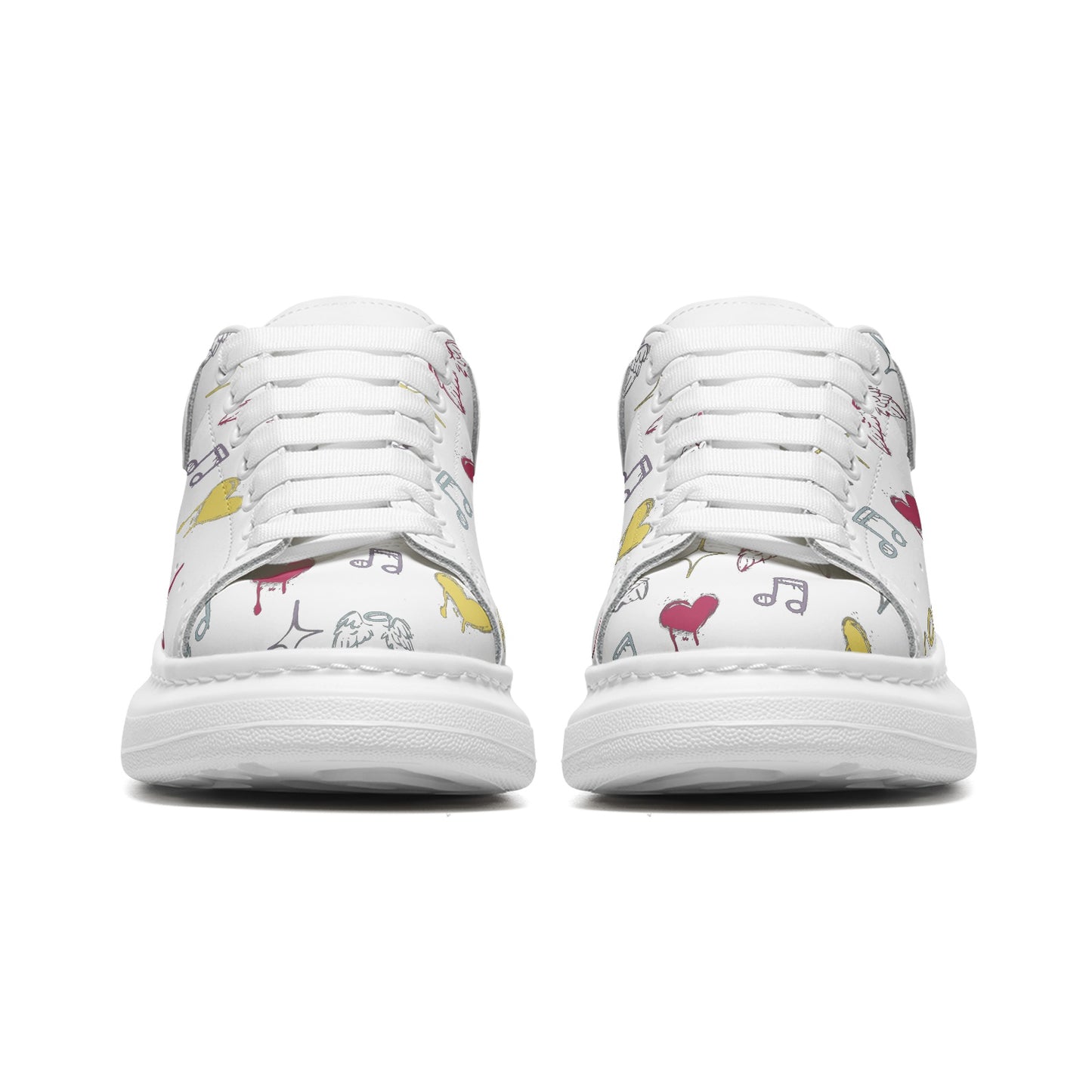 Unisex Non Slip Lace Up Faux Leather Sneakers