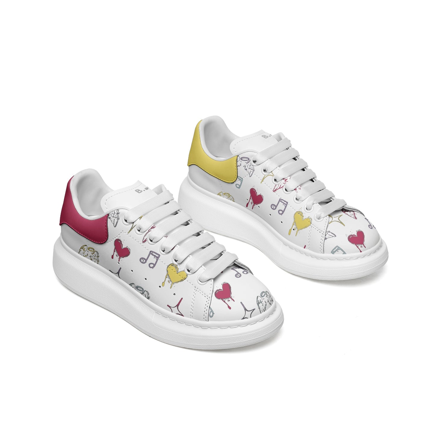 Unisex Non Slip Lace Up Faux Leather Sneakers